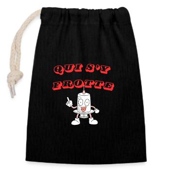  QUI S'Y FROTTE - Sac cadeau en coton avec cordon (14 x 20 cm) - noir - Devant