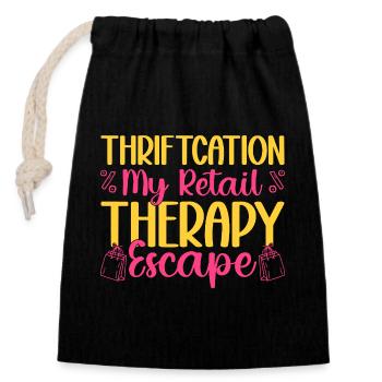 Thrift Shopper Thriftcation My Retail Thrift Store - Verschließbarer Geschenkbeutel aus Baumwolle (14x20cm) - Schwarz - Vorne