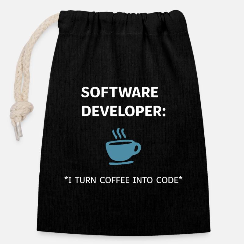 Software Developer - Coffee Edition - Closable cotton gift bag (14x20cm) - black