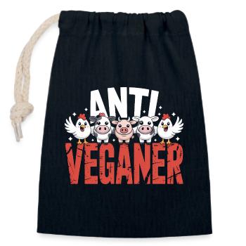 Anti Veganer - Funny Deutsche Memes - Verschließbarer Geschenkbeutel aus Baumwolle (14x20cm) - Navy - Vorne