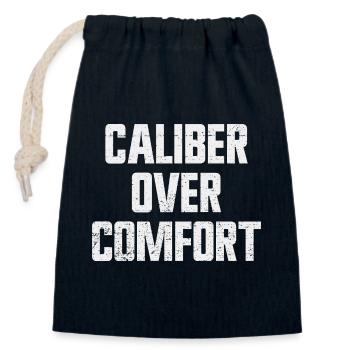 Caliber Ahead of Comfort – Concealed Carry in Accordance with 2nd V - Closable cotton gift bag (14x20cm) - navy - Front