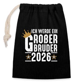 Je vais être Big Brother Grossesse 2026 - Sac cadeau en coton avec cordon (14 x 20 cm) - noir - Devant