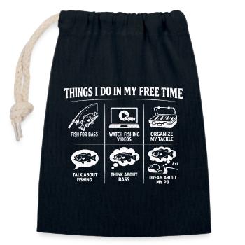 Activités que je fais pendant mon temps libre : pêche au bar - Sac cadeau en coton avec cordon (14 x 20 cm) - bleu marine - Devant