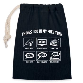 Things I Do In My Free Time Bass Fishing - Closable cotton gift bag (14x20cm) - navy - Front