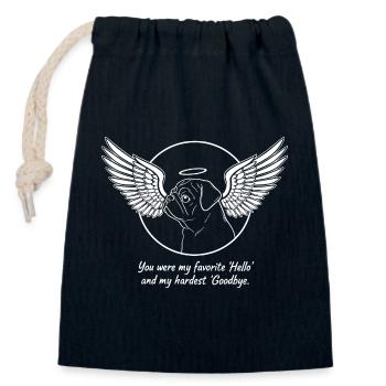 Pug Dog Cloud Angel Wings Farewell Mourning - Closable cotton gift bag (14x20cm) - navy - Front