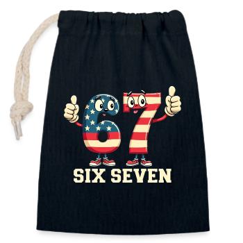US Flag 67 Memes Six Seven - Closable cotton gift bag (14x20cm) - navy - Front