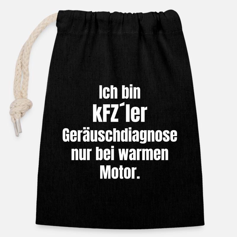 Diagnostic du bruit automobile - Sac cadeau en coton avec cordon (14 x 20 cm) - noir