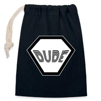 Dude Retro Man Bachelor Men Type Guy - Closable cotton gift bag (14x20cm) - navy - Front