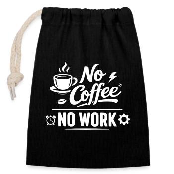 Pas de café, pas de travail - Sac cadeau en coton avec cordon (14 x 20 cm) - noir - Devant