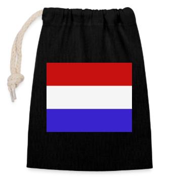 Niederländische Flagge - Verschließbarer Geschenkbeutel aus Baumwolle (14x20cm) - Schwarz - Vorne