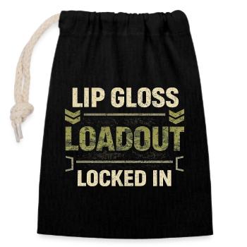 Équipement de soldate féminine Soldat féminin verrouillé - Sac cadeau en coton avec cordon (14 x 20 cm) - noir - Devant