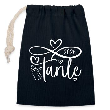Tante 2026 - Verschließbarer Geschenkbeutel aus Baumwolle (14x20cm) - Navy - Vorne