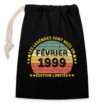 Les Légendes nées février 1999 édition limitée - Sac cadeau en coton avec cordon (14 x 20 cm) - noir - Devant
