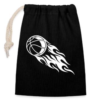 Basketball Feuer - Verschließbarer Geschenkbeutel aus Baumwolle (14x20cm) - Schwarz - Vorne