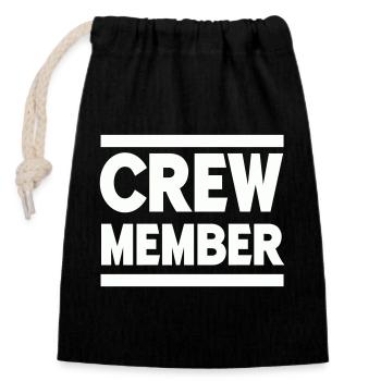 crew member - Closable cotton gift bag (14x20cm) - black - Front