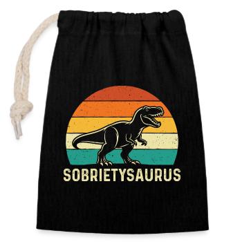 Sobrietysaurus Lustiger Nüchtern Erholung AA NA - Verschließbarer Geschenkbeutel aus Baumwolle (14x20cm) - Schwarz - Vorne