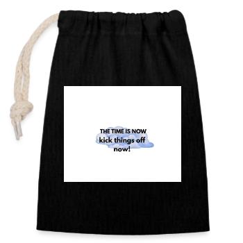 The Time Is Now Kickoff Motivator - Closable cotton gift bag (14x20cm) - black - Front