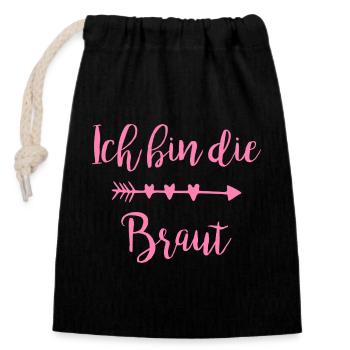 Scénario de la flèche de Je suis le cœur de la mariée - Sac cadeau en coton avec cordon (14 x 20 cm) - noir - Devant