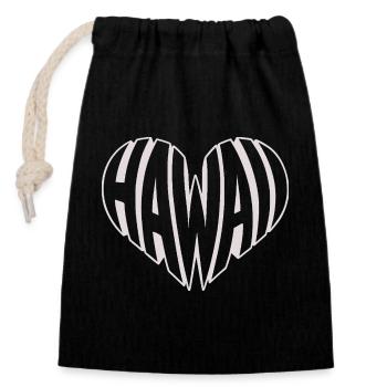 Hawaï, Hawaï Faute de frappe sur le cœur angulaire - Sac cadeau en coton avec cordon (14 x 20 cm) - noir - Devant
