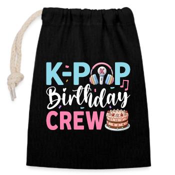 K-Pop Birthday Crew - Verschließbarer Geschenkbeutel aus Baumwolle (14x20cm) - Schwarz - Vorne