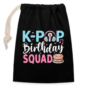 K-Pop Birthday Squad - Verschließbarer Geschenkbeutel aus Baumwolle (14x20cm) - Schwarz - Vorne