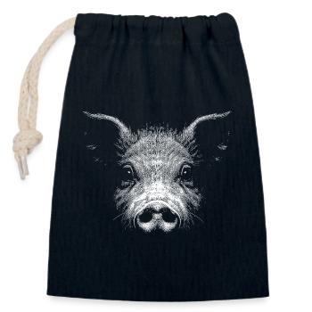 Porc domestique - Sac cadeau en coton avec cordon (14 x 20 cm) - bleu marine - Devant