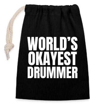 Le batteur le plus correct du monde - Humour drôle de batterie - Sac cadeau en coton avec cordon (14 x 20 cm) - noir - Devant