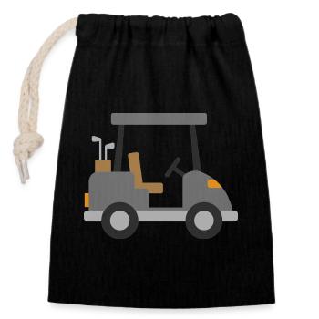 Weißer Golfwagen - Verschließbarer Geschenkbeutel aus Baumwolle (14x20cm) - Schwarz - Vorne