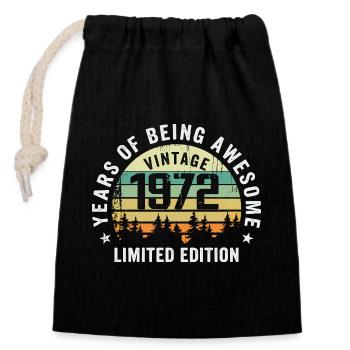Legendary since 1972, Vintage Edition 1972 Retro - Closable cotton gift bag (14x20cm) - black - Front
