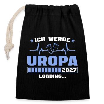 Ich werde Uropa 2027 – Werdender Urgroßvater - Verschließbarer Geschenkbeutel aus Baumwolle (14x20cm) - Schwarz - Vorne