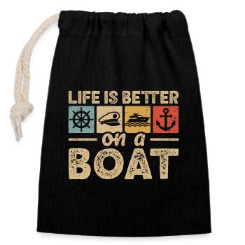 Nautischer Bootskapitän Bootsfahrer Segeln - Verschließbarer Geschenkbeutel aus Baumwolle (14x20cm) - Schwarz - Vorne