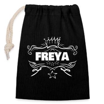 Freya - Verschließbarer Geschenkbeutel aus Baumwolle (14x20cm) - Schwarz - Vorne