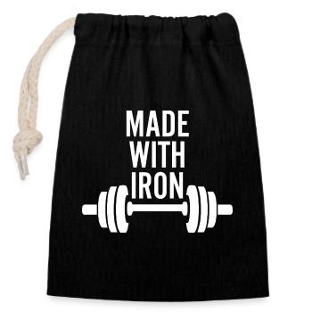 Made With Iron Weightlifting - Closable cotton gift bag (14x20cm) - black - Front