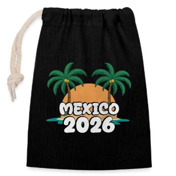 Mexiko 2026 - Verschließbarer Geschenkbeutel aus Baumwolle (14x20cm) - Schwarz - Vorne