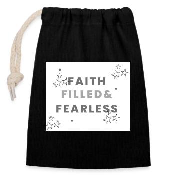 Faith filled and fearless - Closable cotton gift bag (14x20cm) - black - Front