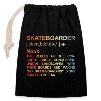Skateboarder Meaning - Closable cotton gift bag (14x20cm) - black - Front