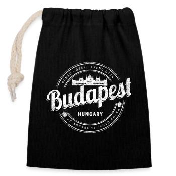 Budapest in Ungarn mit Parlament und Paprika - Verschließbarer Geschenkbeutel aus Baumwolle (14x20cm) - Schwarz - Vorne