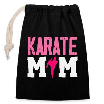 Karate Mom Martial Arts Mother Fighter Pink - Closable cotton gift bag (14x20cm) - black - Front