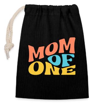Mom of One - Closable cotton gift bag (14x20cm) - black - Front