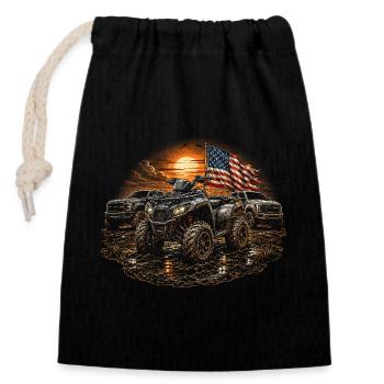 ATV Quad Biking Quad Quad Riders - Sac cadeau en coton avec cordon (14 x 20 cm) - noir - Devant