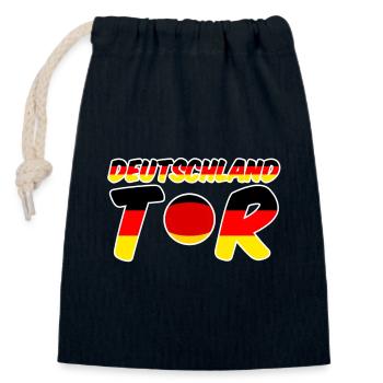 Deutschland Tor Fußball, WM, Sport, Geschenk - Verschließbarer Geschenkbeutel aus Baumwolle (14x20cm) - Navy - Vorne