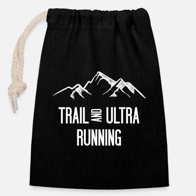 Trail Running et Ultra Running - Sac cadeau en coton avec cordon (14 x 20 cm) - noir