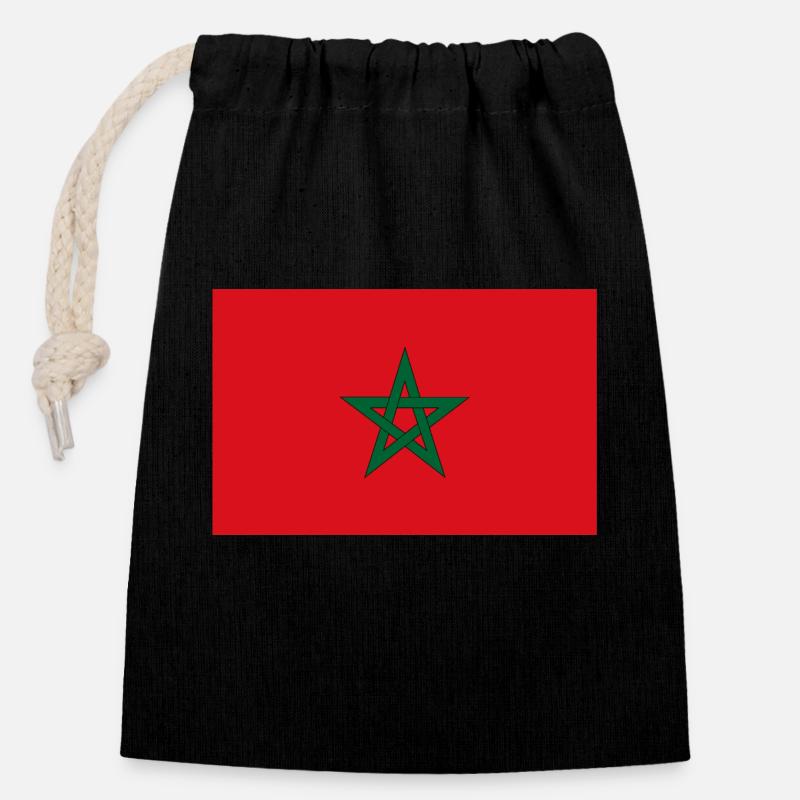 Drapeau du Maroc - Sac cadeau en coton avec cordon (14 x 20 cm) - noir