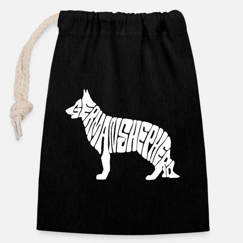 german shepherd - Closable cotton gift bag (14x20cm) - black