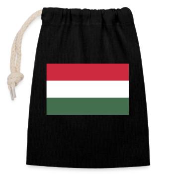 Ungarn Flagge - Verschließbarer Geschenkbeutel aus Baumwolle (14x20cm) - Schwarz - Vorne