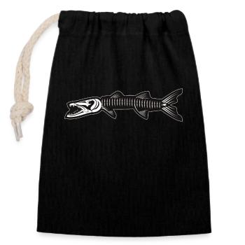 Squelette de Barracuda - Sac cadeau en coton avec cordon (14 x 20 cm) - noir - Devant
