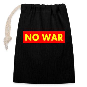 No war - Closable cotton gift bag (14x20cm) - black - Front