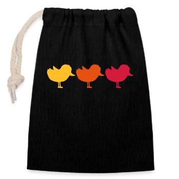 3 poussins Silhouette Team - Sac cadeau en coton avec cordon (14 x 20 cm) - noir - Devant