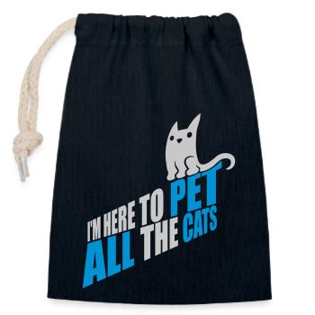 Animaux de compagnie tous les chats - Sac cadeau en coton avec cordon (14 x 20 cm) - bleu marine - Devant