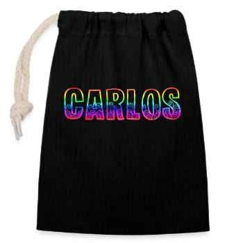 Carlos RS Rainbow - Closable cotton gift bag (14x20cm) - black - Front